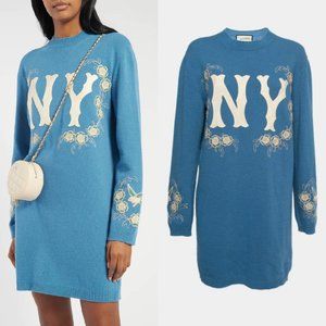 Gucci x MLB New York Yankees Tunic Sweater Dress in Blue Small